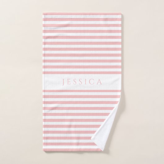 ピンクモダン色のストライプパターン バスタオルセット (ハンドタオル)