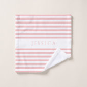 ピンクモダン色のストライプパターン バスタオルセット (ウォッシュタオル)