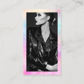 ピンクモダン色のレインボーの水彩絵付けアーティスト 名刺 (裏面)