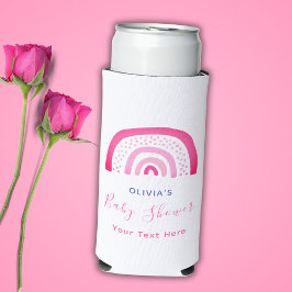 ピンクモダン色のレインボーベビーシャワー スリム缶クーラー