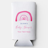 ピンクモダン色のレインボーベビーシャワー スリム缶クーラー (正面)
