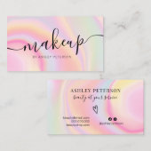 ピンクモダン色のレインボーユニコーン大理石文字メイクアップ 名刺 (正面/裏面)