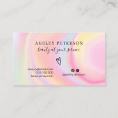 ピンクモダン色のレインボーユニコーン大理石文字メイクアップ 名刺 (裏面)