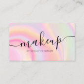 ピンクモダン色のレインボーユニコーン大理石文字メイクアップ 名刺 (正面)