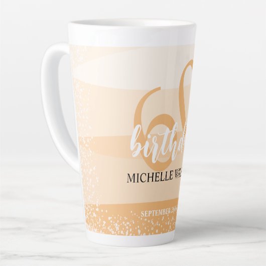 ピンクモダン色の夏の誕生日パーティー カフェラテマグ (左アングル)