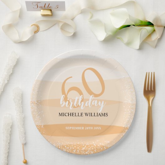 ピンクモダン色の夏の誕生日パーティー ペーパープレート (ウェディング)