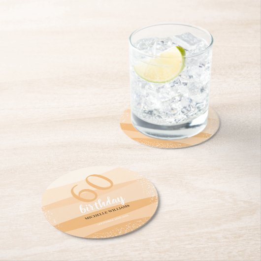 ピンクモダン色の夏の誕生日パーティー ラウンドペーパーコースター (インサイチュ)