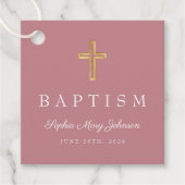 ピンクモダン色の宗教的クロススクリプトバプテスマ フェイバータグ (正面)