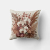 ピンクモダン色の白い蘭の花と熱帯離れの花 クッション (裏面)