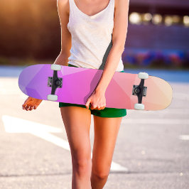 ピンクモダン色の網掛け幾何学模様 スケートボード