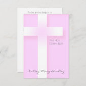 ピンクモダン色の聖餐式 招待状 (正面/裏面)