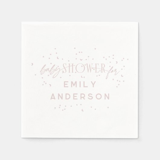 ピンクモダン色の虹と星ホワイトベビーシャワー スタンダードカクテルナプキン (正面)