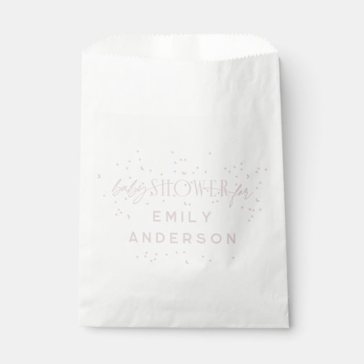 ピンクモダン色の虹と星ホワイトベビーシャワー フェイバーバッグ (正面)