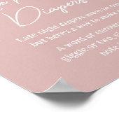 ピンクモダン色の雪片が夜遅くのおむつ ポスター (角)