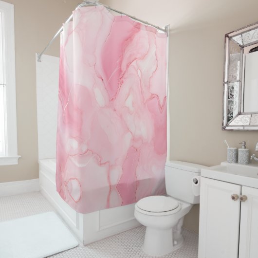 ピンクモダン色の霜降りカーテン シャワーカーテン (インサイチュ)