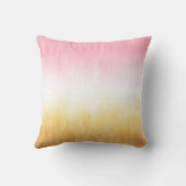 ピンクモダン色の黄色いブラシストログラデーションーク クッション (裏面)