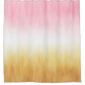 ピンクモダン色の黄色いブラシストログラデーションーク シャワーカーテン (正面)
