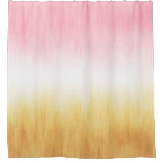 ピンクモダン色の黄色いブラシストログラデーションーク シャワーカーテン (正面)