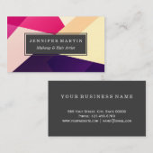 ピンクモダン色の黄色の黒い幾何学的パターン 名刺 (正面/裏面)