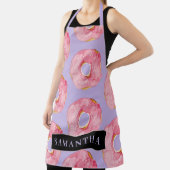 ピンクモダン色ドーナツ型名前付きパターン エプロン (インサイチュ)