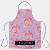 ピンクモダン色ドーナツ型名前付きパターン エプロン (正面)