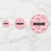 ピンクモダン色ドーナツ型名前付きパターン コンフェッティ (正面)
