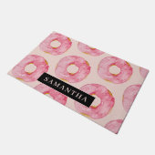 ピンクモダン色ドーナツ型名前付きパターン ドアマット (アングル)