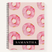 ピンクモダン色ドーナツ型名前付きパターン ノートブック (正面)