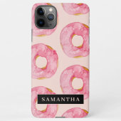 ピンクモダン色ドーナツ型名前付きパターン iPhoneケース (裏面)