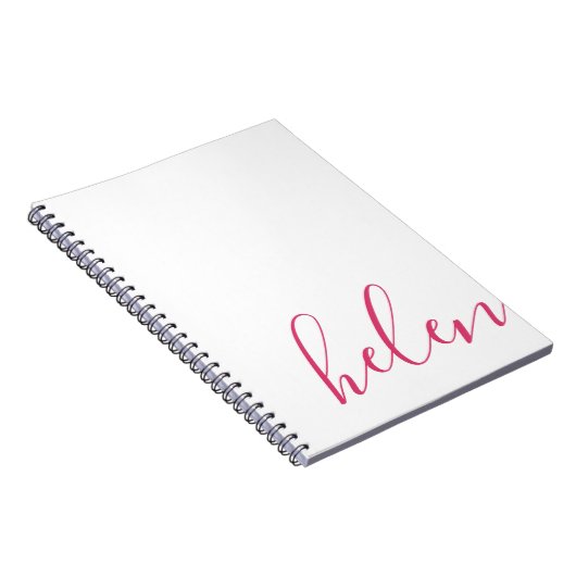ピンクモダン色パーソナライズされたのスクリプト名 ノートブック (右側)