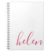 ピンクモダン色パーソナライズされたのスクリプト名 ノートブック (正面)