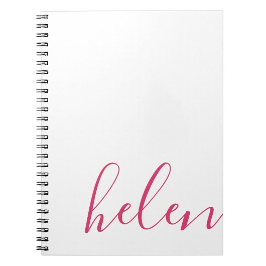 ピンクモダン色パーソナライズされたのスクリプト名 ノートブック (正面)