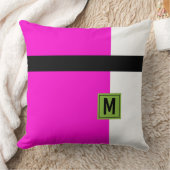 ピンクモダン色ブロックモノグラムの クッション (ブランケット)