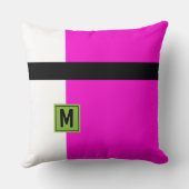 ピンクモダン色ブロックモノグラムの クッション (裏面)