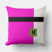 ピンクモダン色ブロックモノグラムの クッション (正面)