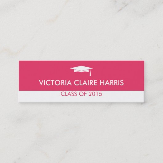 ピンクモダン色ブロック卒業名札 コーリングカード (正面)