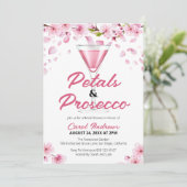 ピンクモダン花びら&プロセッコブライダルシャワー 招待状 (スタンド正面)