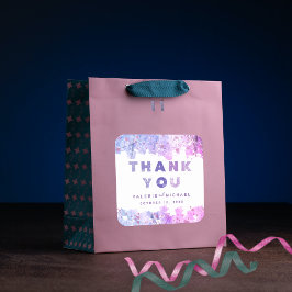 ピンクモダン芸術的とパープルが結婚ありがとう スクエアシール