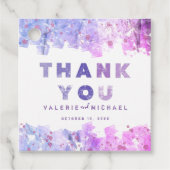 ピンクモダン芸術的とパープルが結婚ありがとう フェイバータグ (正面)