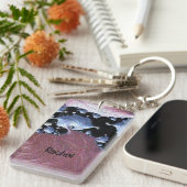 ピンクモダン芸術的パープル キーホルダー (正面右)