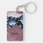 ピンクモダン芸術的パープル キーホルダー (裏面)