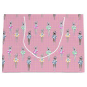 ピンクモダン芸術的泳ぐ人プール ラージペーパーバッグ (正面)