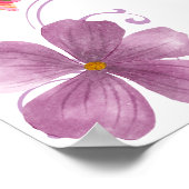 ピンクモダン蝶ブライダルシャワーウェルカムサイン ポスター (角)