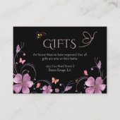 ピンクモダン蝶ブライダルシャワー エンクロージャーカード (正面)