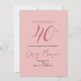 ピンクモダン誕生日招待状 招待状