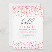 ピンクモダン赤いハートバレンタインブライダルシャワー 招待状 (正面)