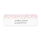 ピンクモダン赤いハートベビーシャワー差出人住所 ラベル (正面)