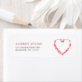 ピンクモダン赤いハートベビーシャワー差出人住所 ラベル