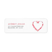ピンクモダン赤いハートベビーシャワー差出人住所 ラベル (正面)