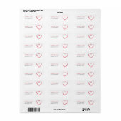 ピンクモダン赤いハートベビーシャワー差出人住所 ラベル (フルシート)